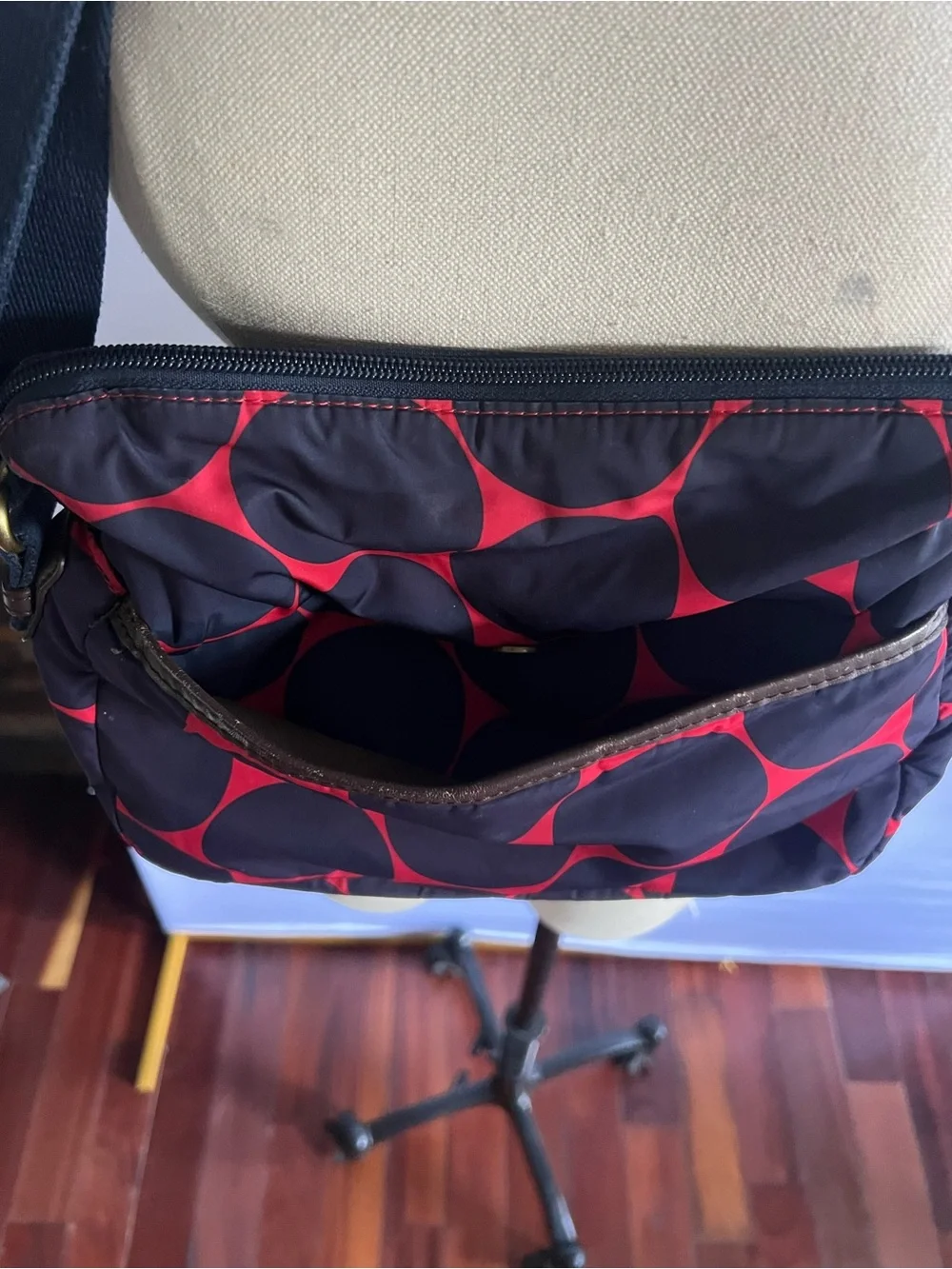 Boden Barnsbury Navy and Red Large Dot Crossbody Bag